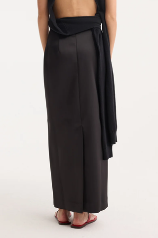 Column Satin Skirt | Black
