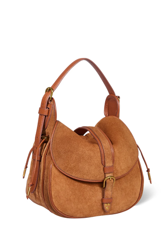 Gildas Shoulder Bag | Caramel Split Suede
