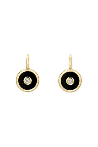 Midi Compass Hook Earrings | Onyx
