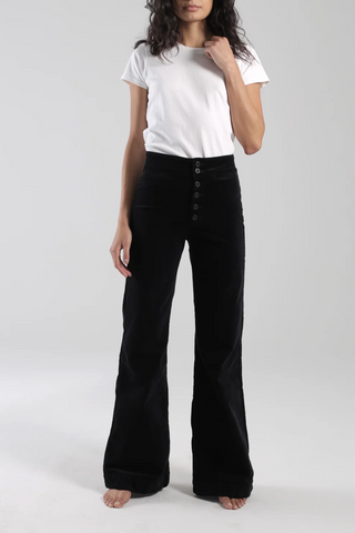 Brighton Wide Leg Pant | Black Velvet