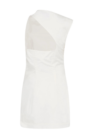 Asymmetric Tuck Mini Dress | White