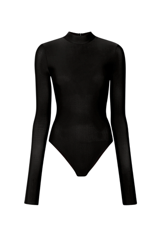 Jersey Mock Neck Bodysuit | Black