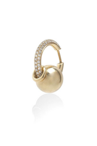 Earring Piercing Large Line Pave | Yellow Gold