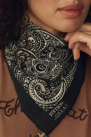 The Stetson Western Paisley Scarf | Black