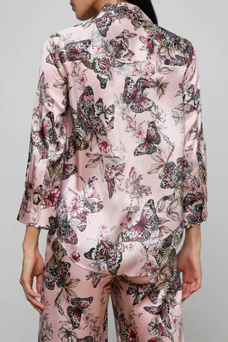 Dani Silk Blouse | Light Nectar Pink Small Multi Butterfly Jungle