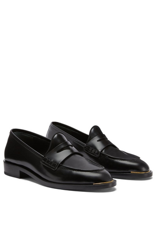 Faridha Leather Loafer | Black w/ Gold Rim