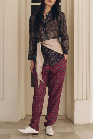The Tailored Pull On Pant | Medallion Tie Print