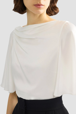 Draped Short Sleeve Top | Ivory