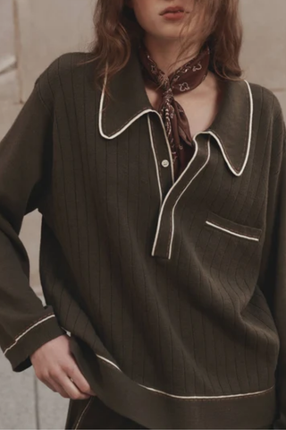 The Menswear Tipping Polo | Olive