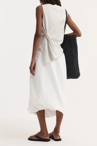 Twisted Crushed Cotton Skirt | Optic White