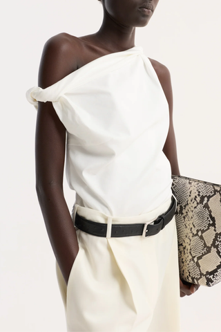 Sculptural Cotton Silk Top | Off White