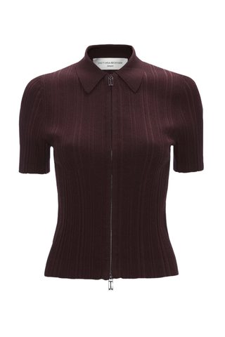Ribbed Polo Top | Acai