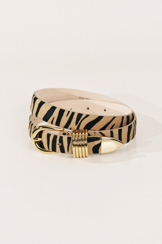 Hollyhock Animal Belt | Neutral Zebra / Gold