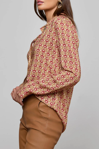 Holly Blouse | Multi Allover Horse Bit