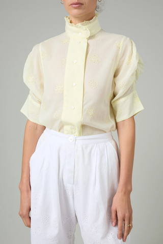 Vita Blouse | Tender Yellow - Floral Eyelet