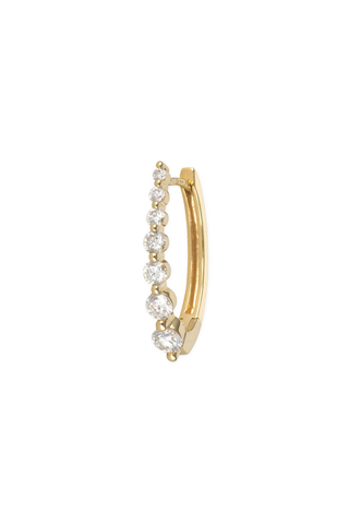 Large Oval Graduated Diamond Hoop | Single