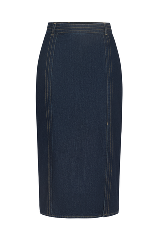 Denim Skirt w/ Seams | Dark Stone