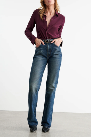 Gaia Slim Shirt | Oxblood