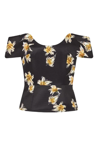 Souline Top | Black & Yellow Festive Lilies