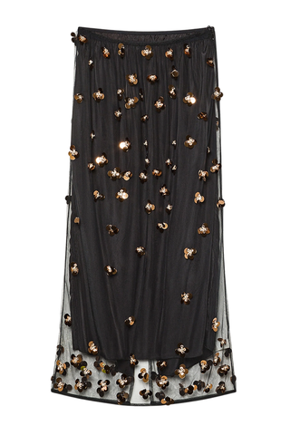 Embroidery Chic Tulle "Petites Etoiles" Skirt | Noir