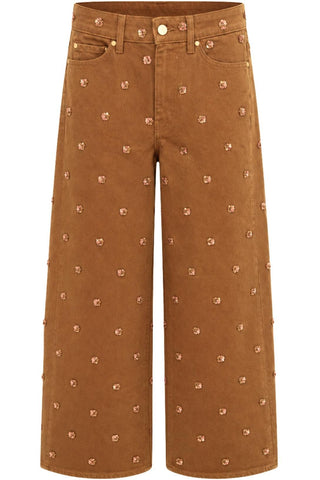 The Willow Wide Leg Jean | Embellished Umber