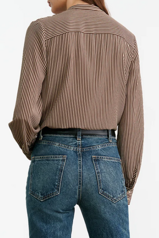 Irina Silk Blouse | Chocolate Stripes