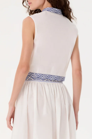 Andorra Iris Embroidery Top | White Blue