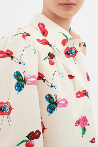 Cotton Poplin Blouse | Cherries & Lips