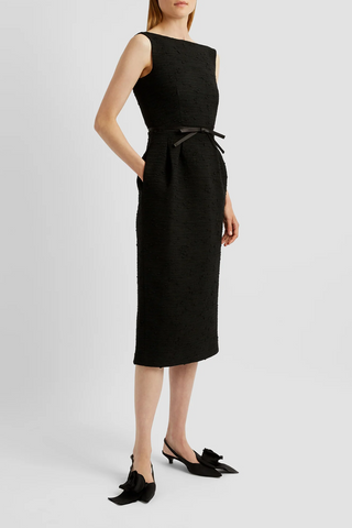 Sleeveless Midi Pencil Dress | Black Tweed