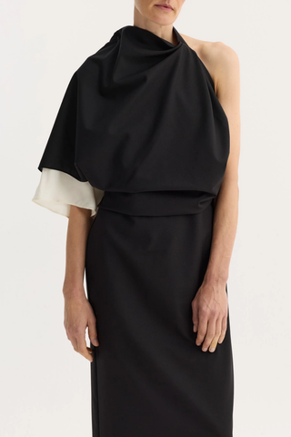 Draped Open Back Dress | Black