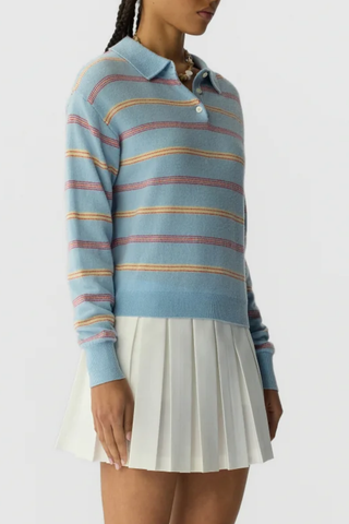 Collegiate Stripe Polo | Clear Sky Combo