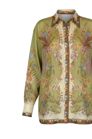 Indra Relaxed Shirt | Khaki Scarf Floral
