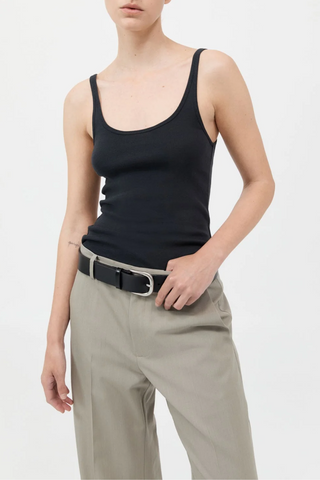 Organic Cotton Slim Scoop Tank | Black