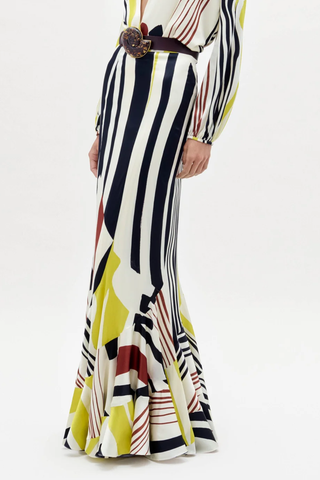 Florina Skirt | Distorted Multi Color Stripes