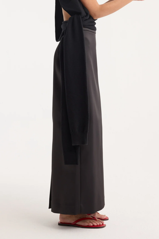 Column Satin Skirt | Black
