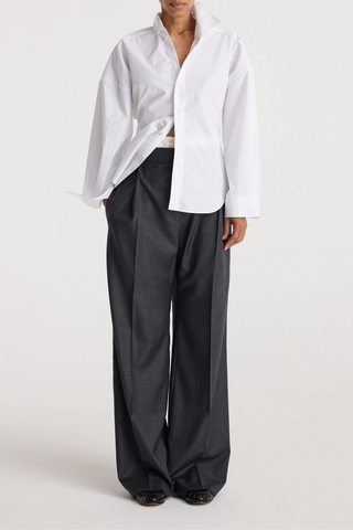 Poplin Uneven Collar Shirt | Optic White