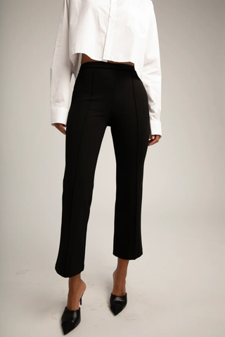 Casanova Ankle Flare Pintuck Pants | Black