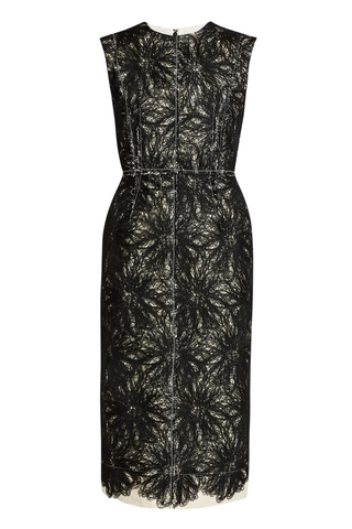 Thread Lace Sleeveless Midi Dress | Black