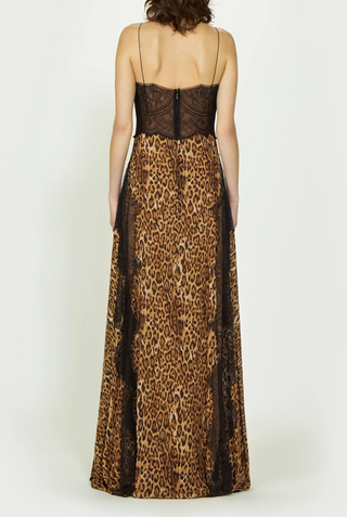 Kaja Georgette Gown | Beige Leopard-Print