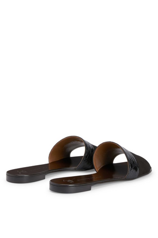 Kanda Suede and Croc Mule Flat Sandal