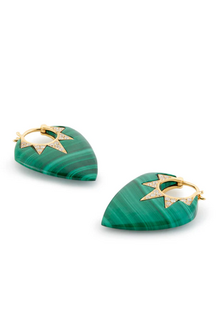 Classic Guitar Pick Earrings | Malachite