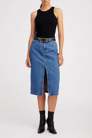 Coco Denim A-Line Pencil Skirt | Classic Blue