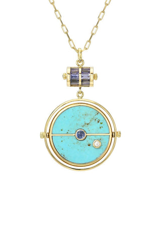 Grandfather Compass Pendant Necklace | Turquoise and Tanzanite