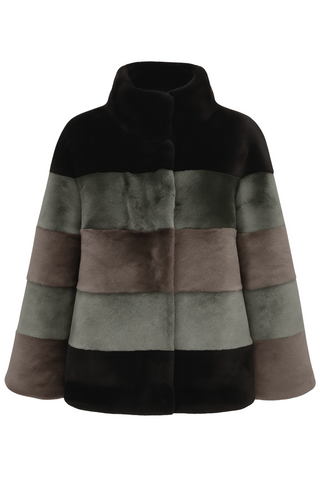 Morgan Multi Color Striped Drawstring Jacket | Green Mist