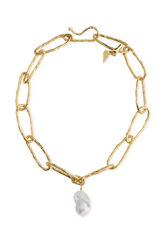 Sculpture Necklace with Pearl | Oro