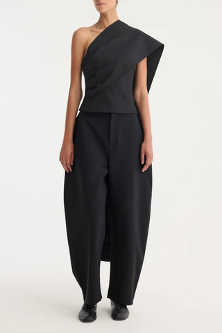 One-Shoulder Cape Top | Black