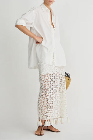 Valeska Tassel Column Skirt | Cream