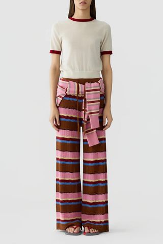 Airy Ringer Tee | Cream / Carmine