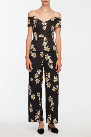 Souline Top | Black & Yellow Festive Lilies