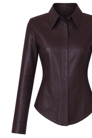 Alba Leather Shirt | Burgundy